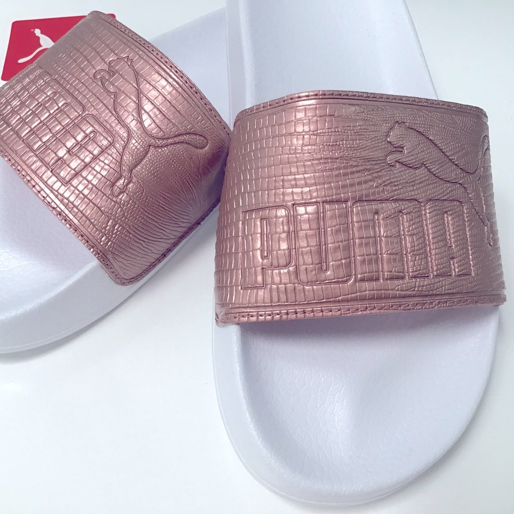 Puma 🐆 Leadcat Rose Gold Slides Sz 4/37 New! - Picture 3 of 4